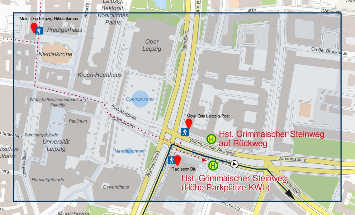 Lage plan Motel One Post u. Niko + Radisson