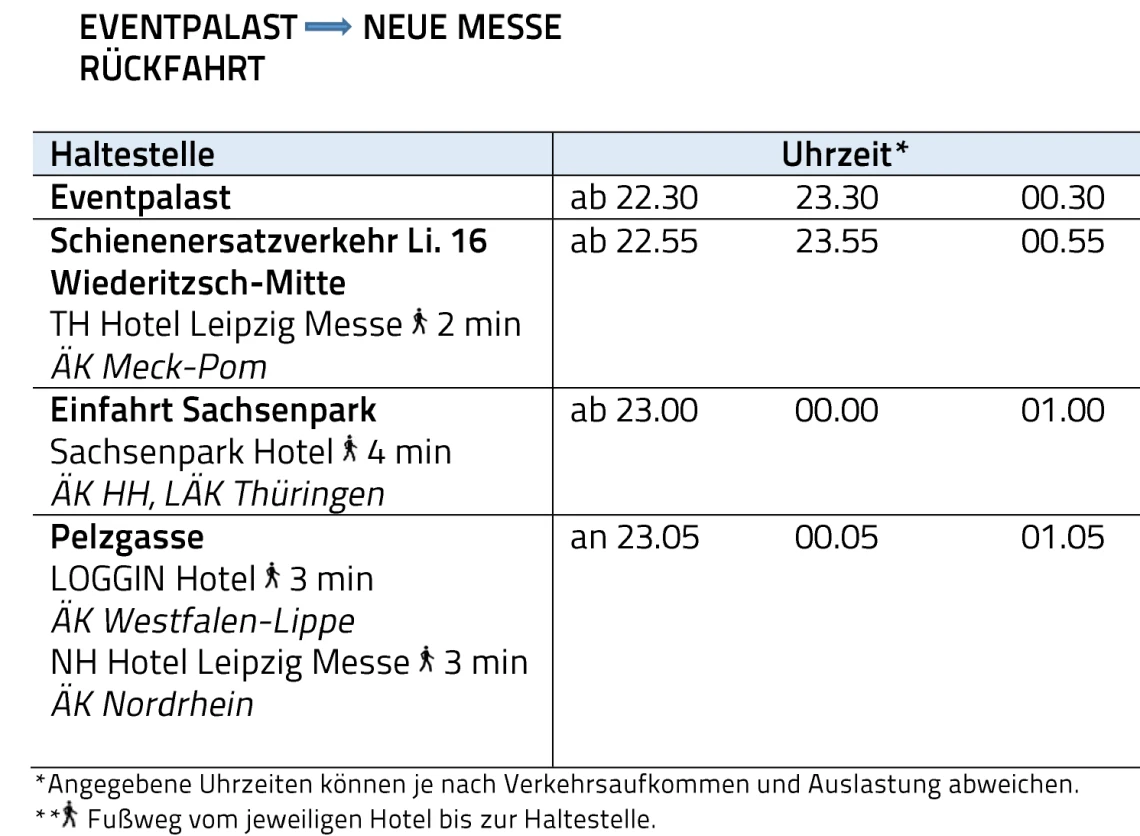 Fahrplan Eventpalast Messe