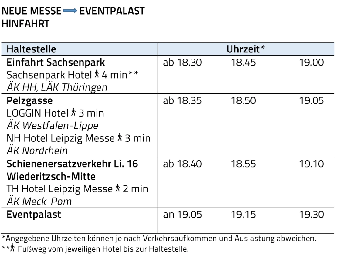 Fahrplan Messe Eventpalast