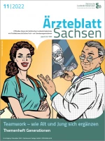 Junge Ärztin und älterer Arzt gezeichnet im Comicstil