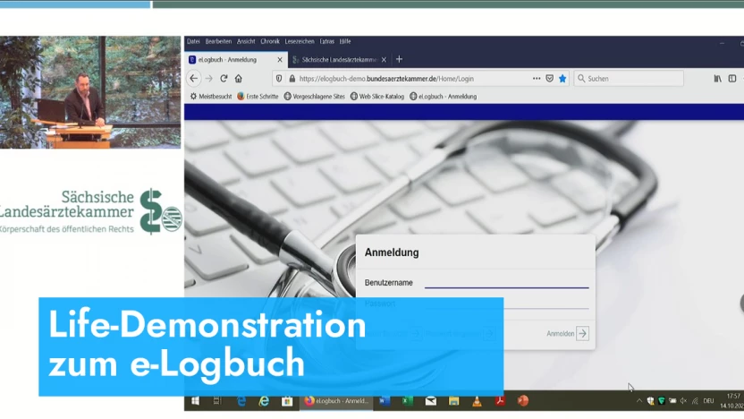Screenshot Mitschnitt Vortrag eLogbuch