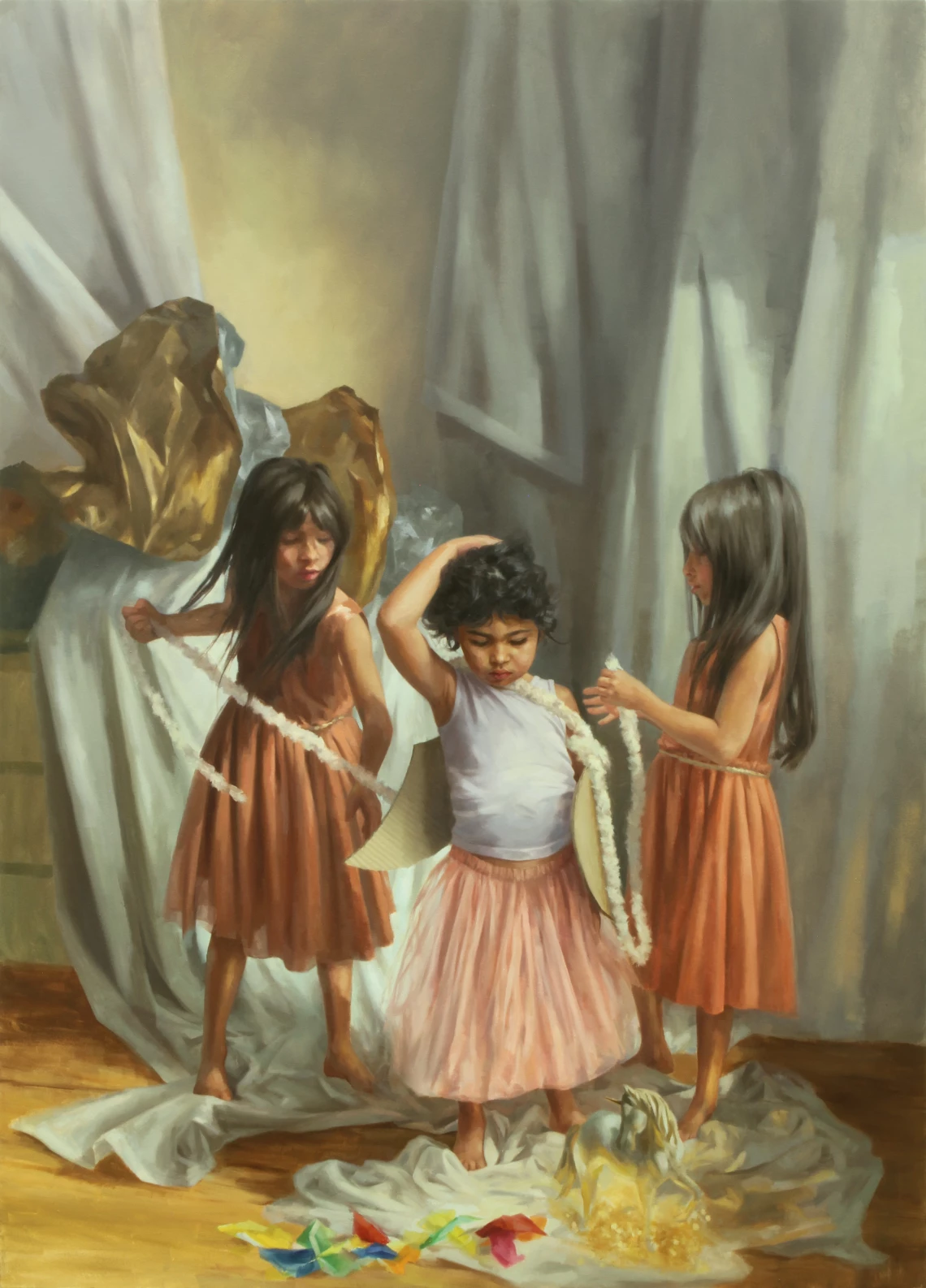„Flügel aus Pappe“ (2024), Öl auf Leinwand, 185 x 130 cm